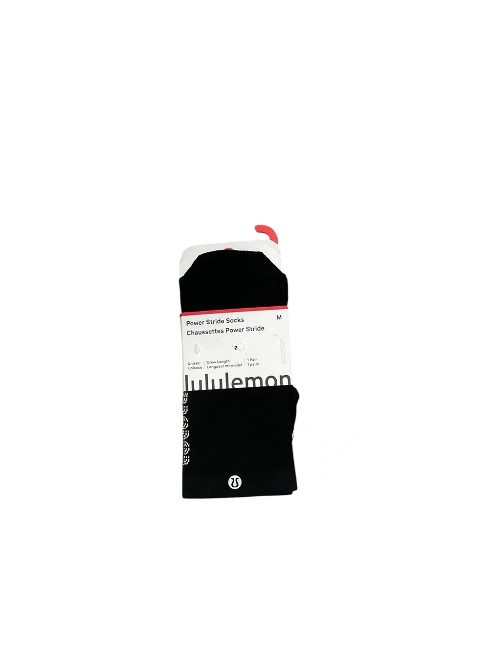 Lululemon Power Stride Crew Socks Black White LU9DD3S Athletic Training Unisex M